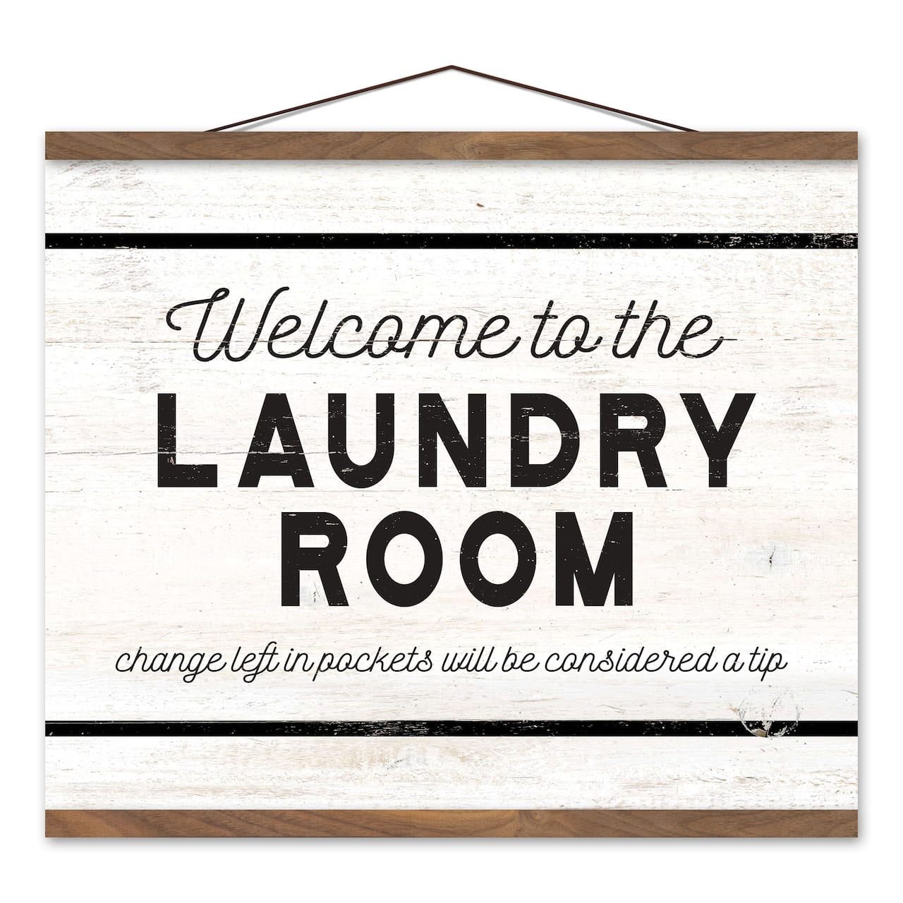 Welcome Laundry Room 20" x 16" Teak Hanging Canvas